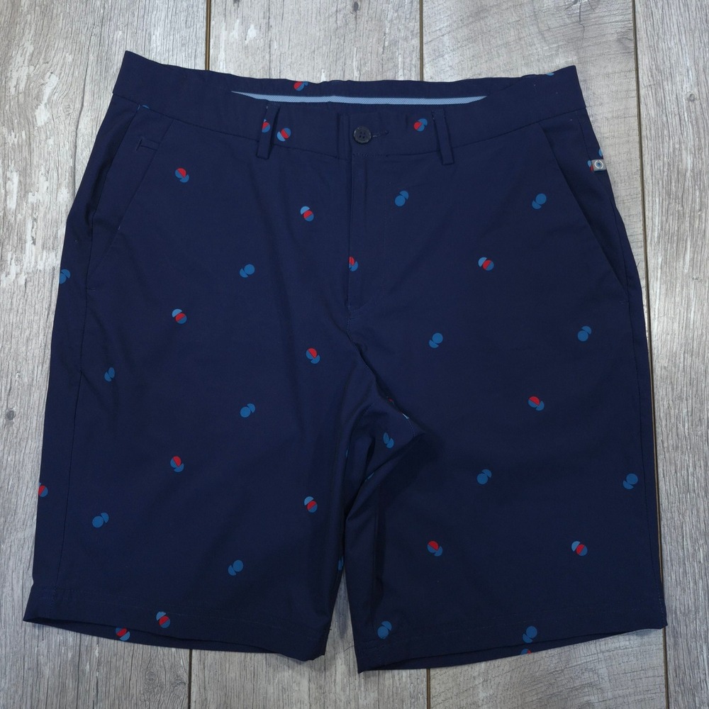 Ping Golf Shorts Mens 34 Navy Blue SensorCool Geometric Print Flat Front